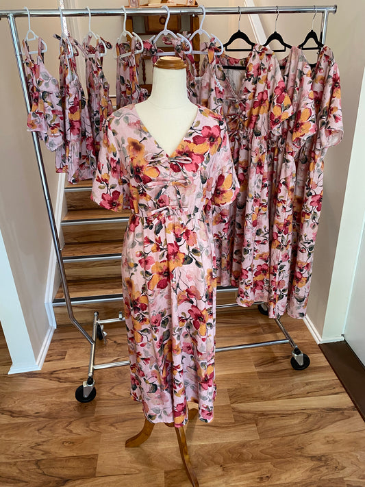 Bow Dress Women’s - Peachy Print