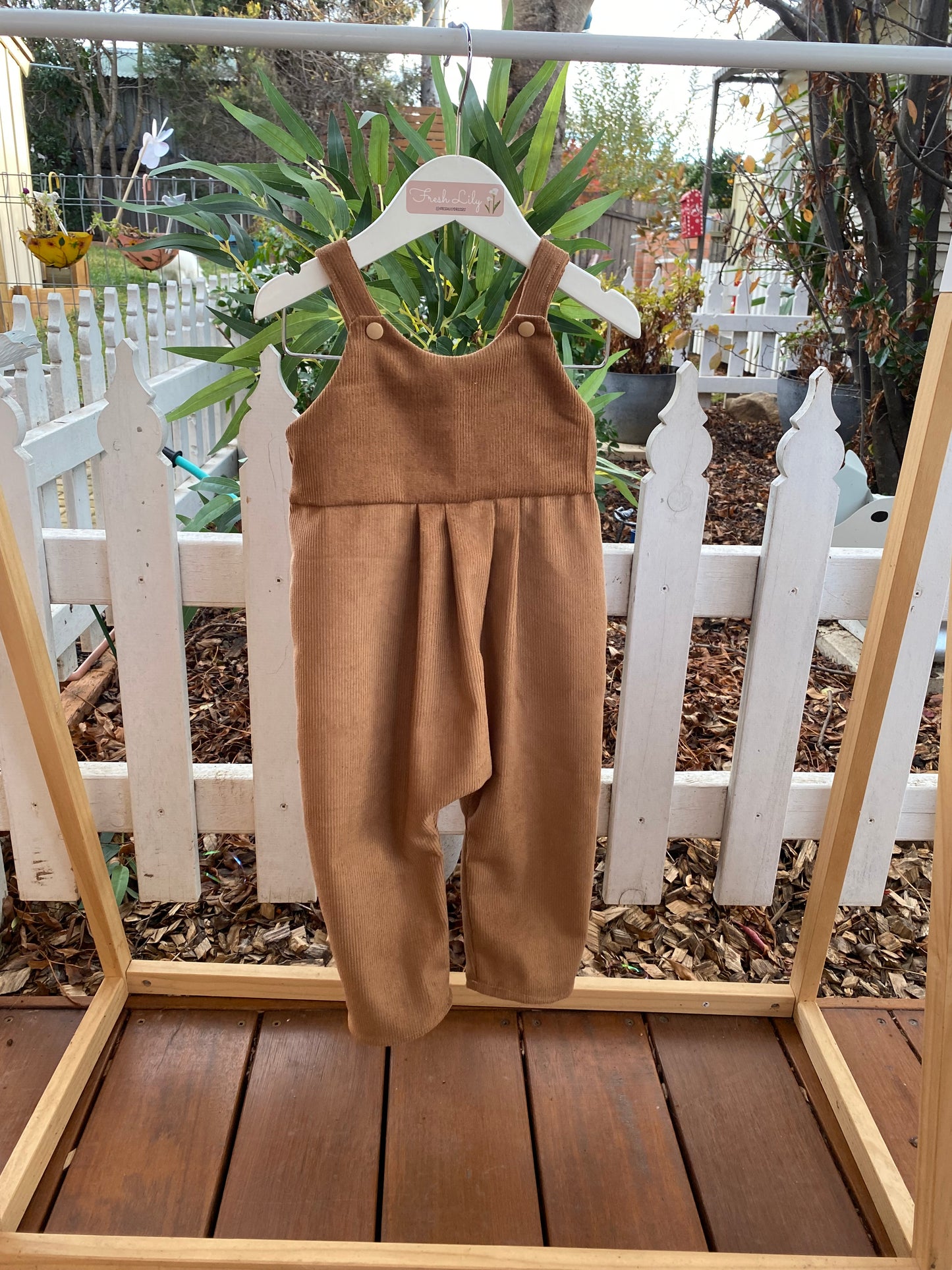 Corduroy Long Leg Romper Brown - Size 1