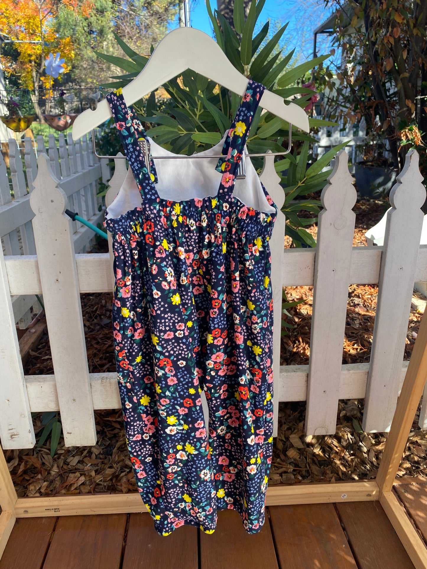 Jersey Long Leg Romper Navy Floral - Size 1