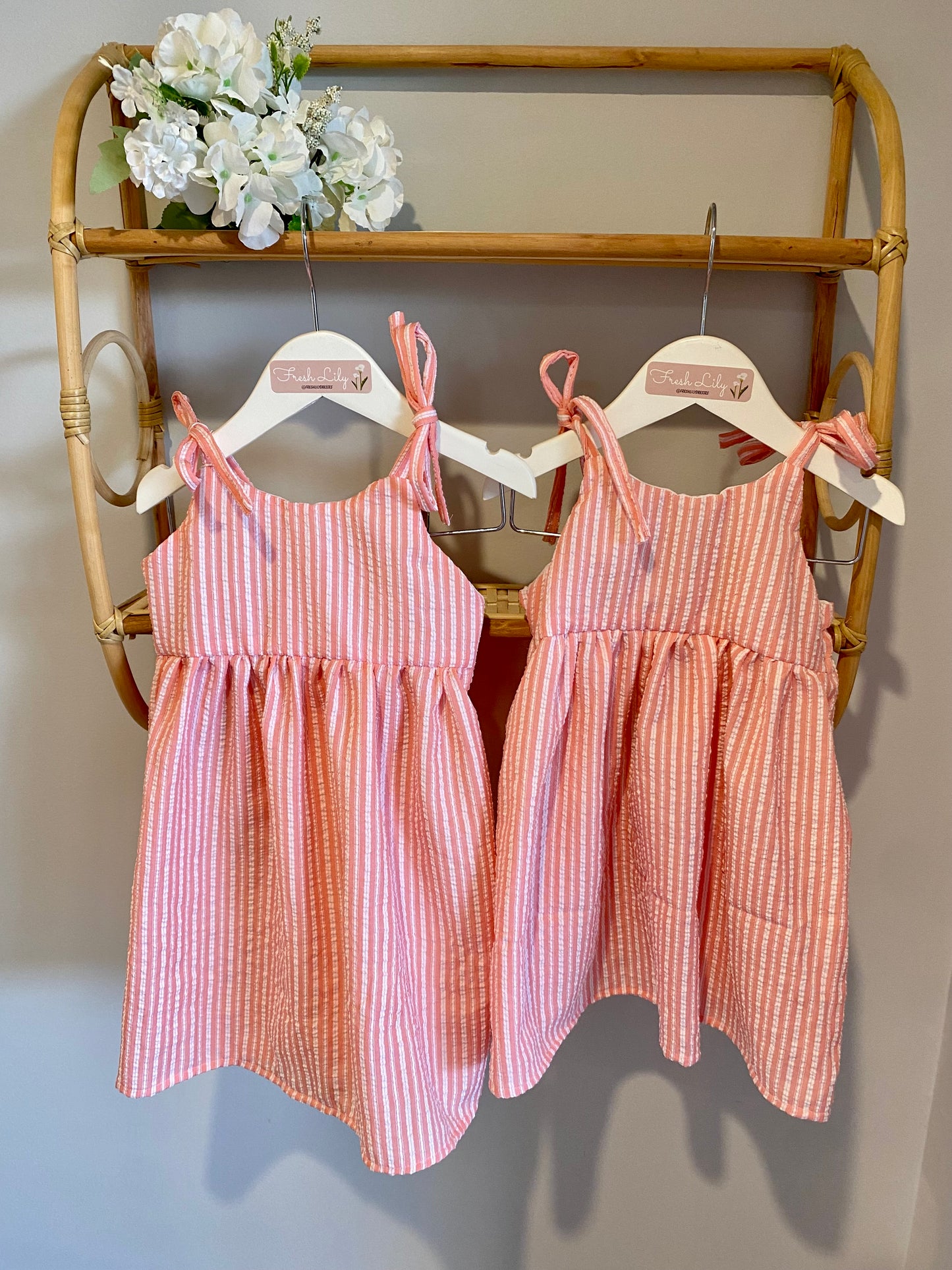 Little Girls Brodie Dress - Pink stripes