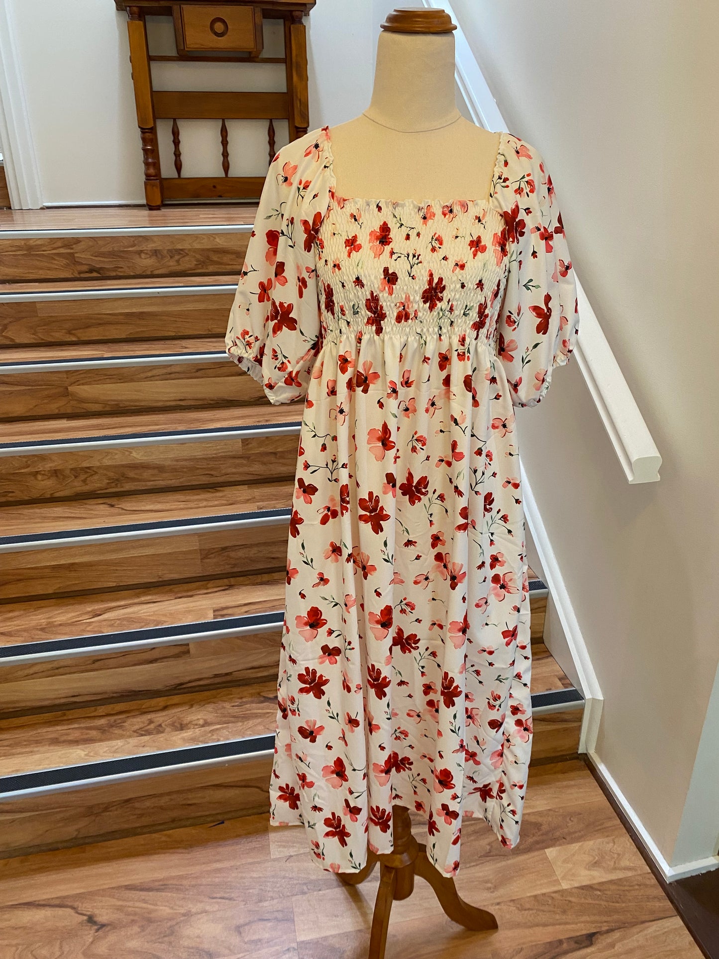 Shirred Midi Dress Christmas - Size Large