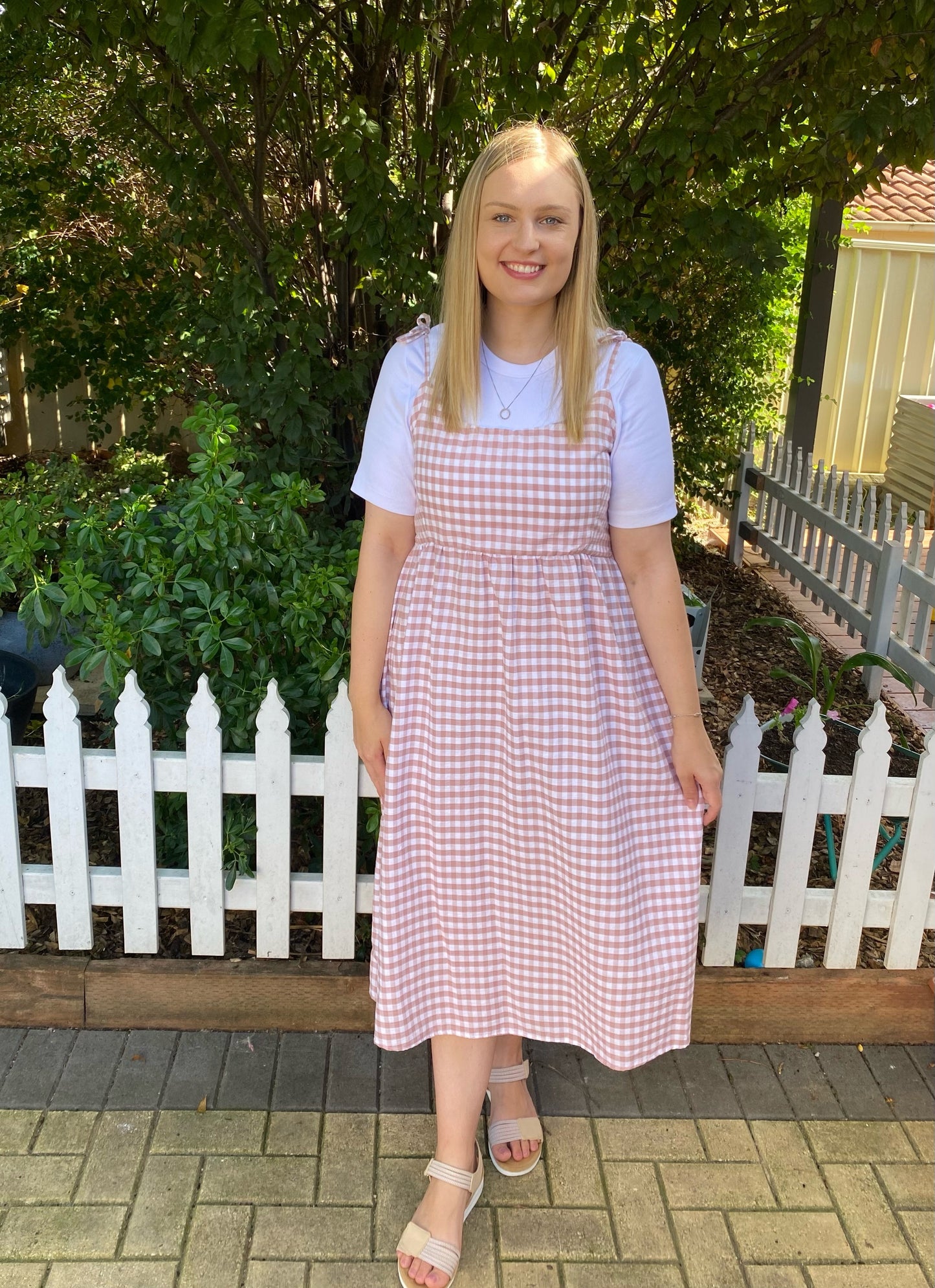 Katie Dress - Beige Gingham