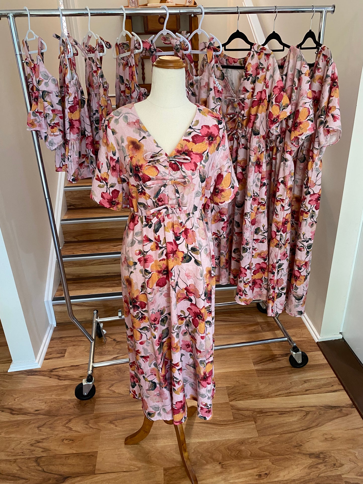Bow Dress Women’s - Peachy Print