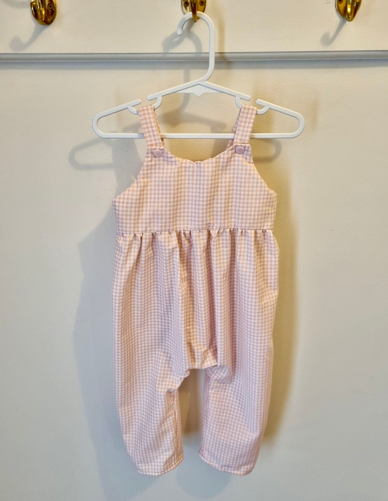 Long Leg Romper Pink Gingham - Size 1