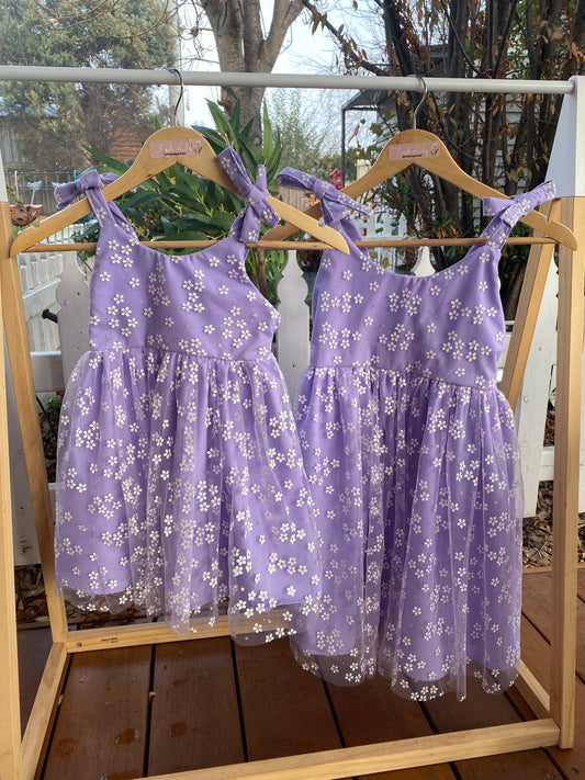 Flower Tulle Dress - Purple