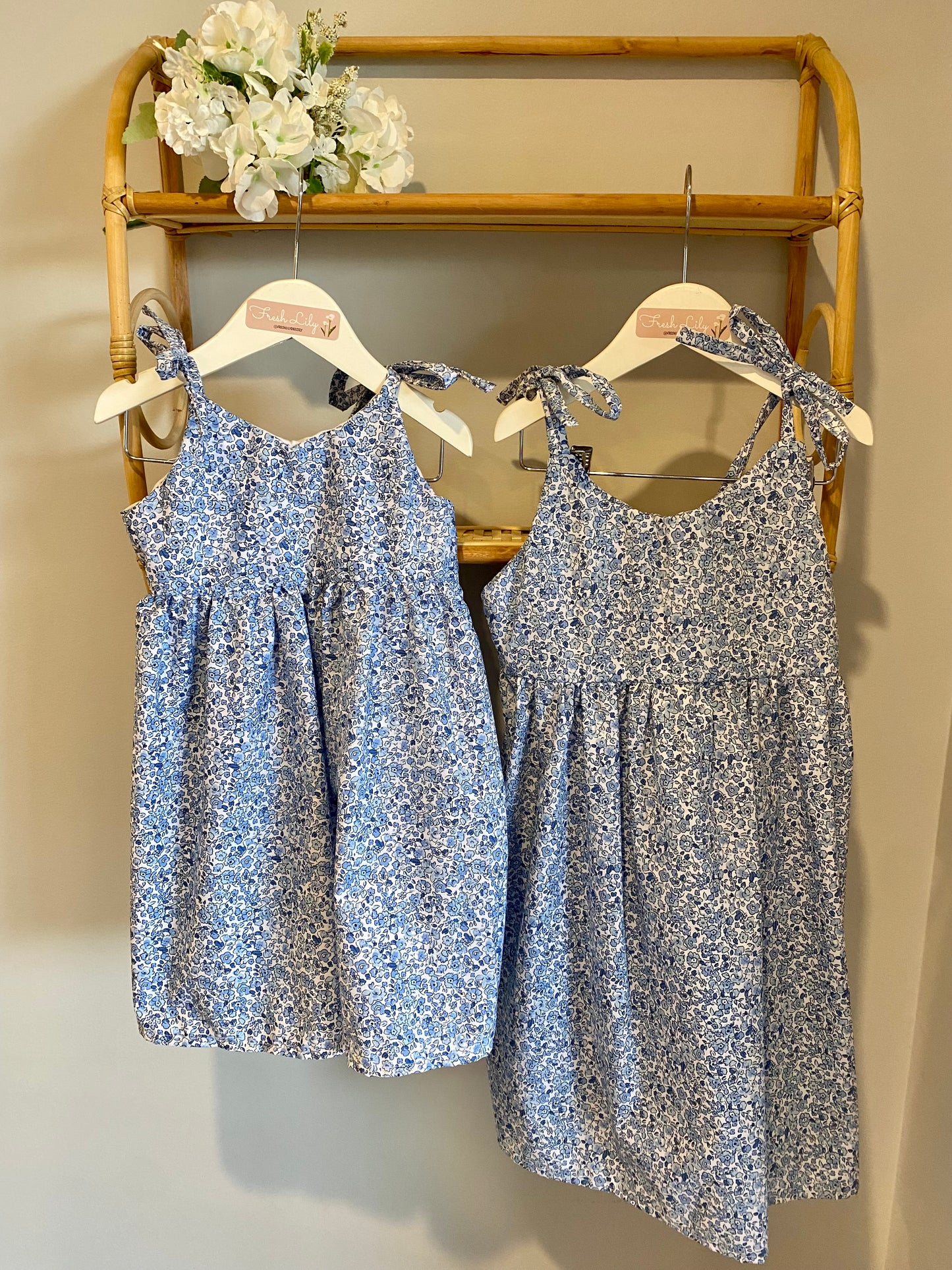 Little Girls Brodie Dress - Blue Flowers