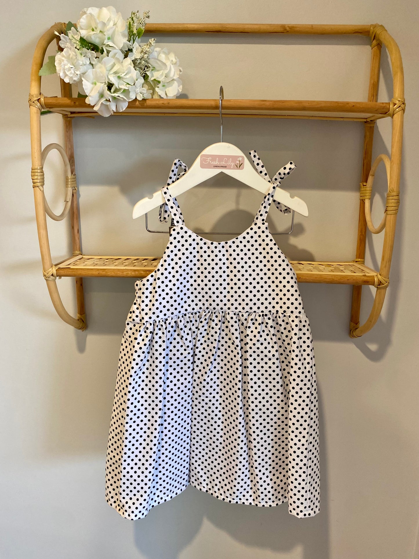 Little Girls Brodie Dress Black & White Polka Dot - Size 2