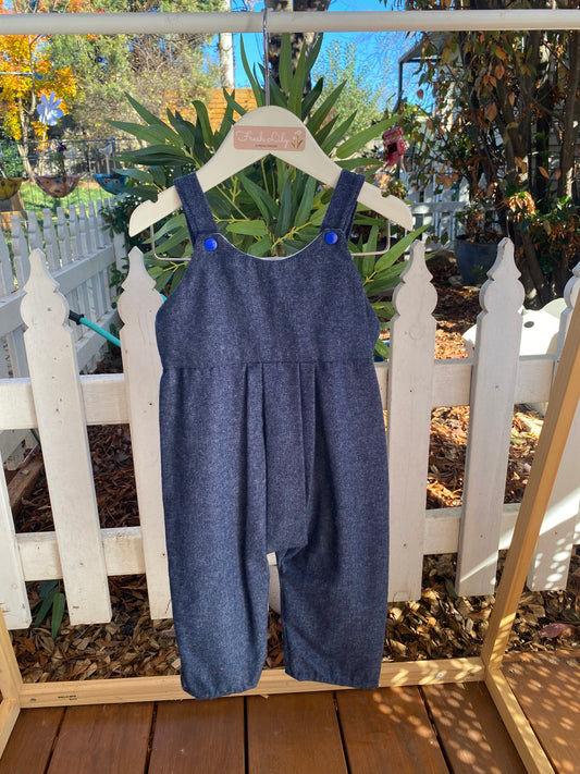 Denim Long Leg Romper - Dark Denim