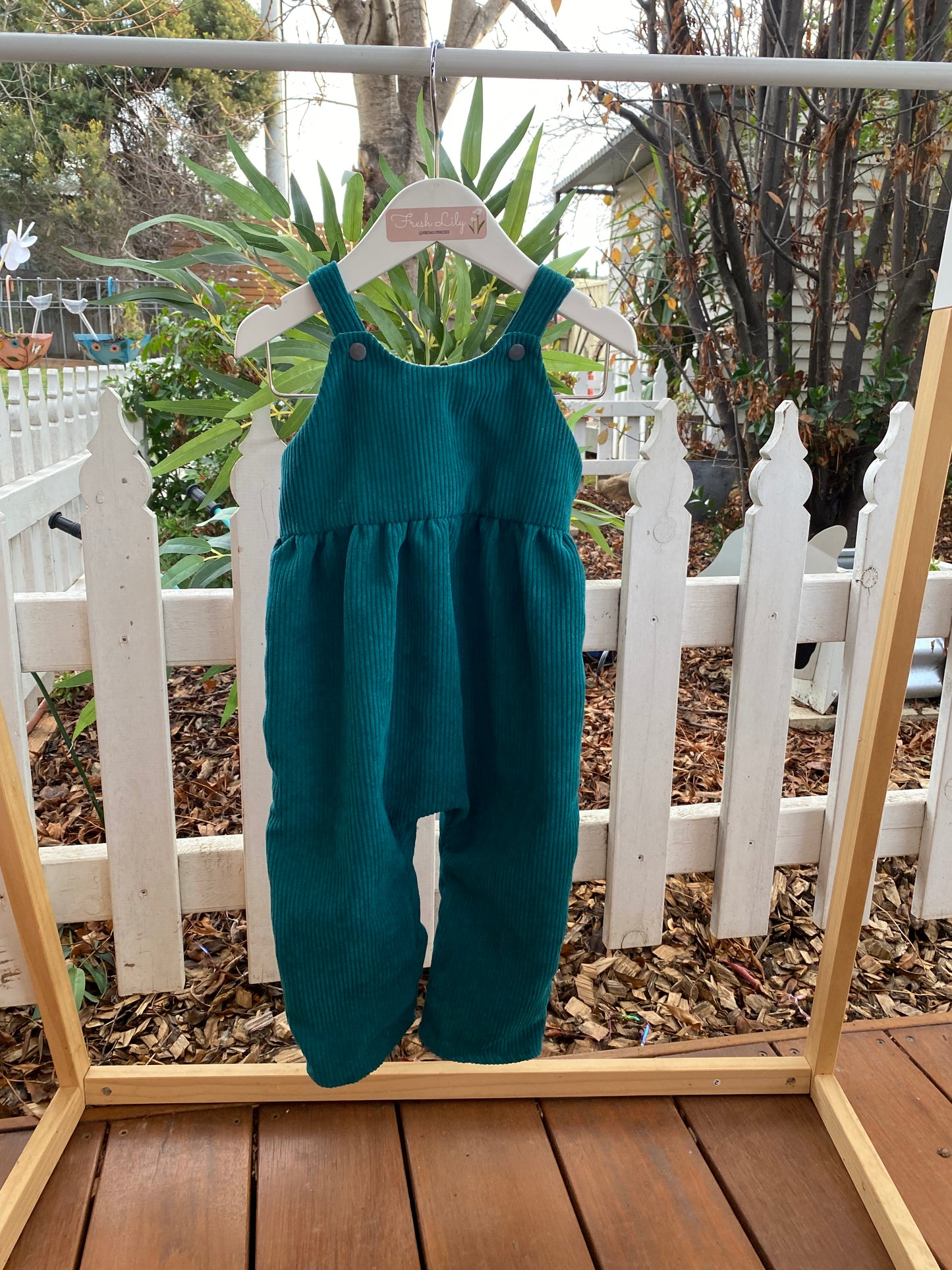 Corduroy Long Leg Romper Green - Size 1