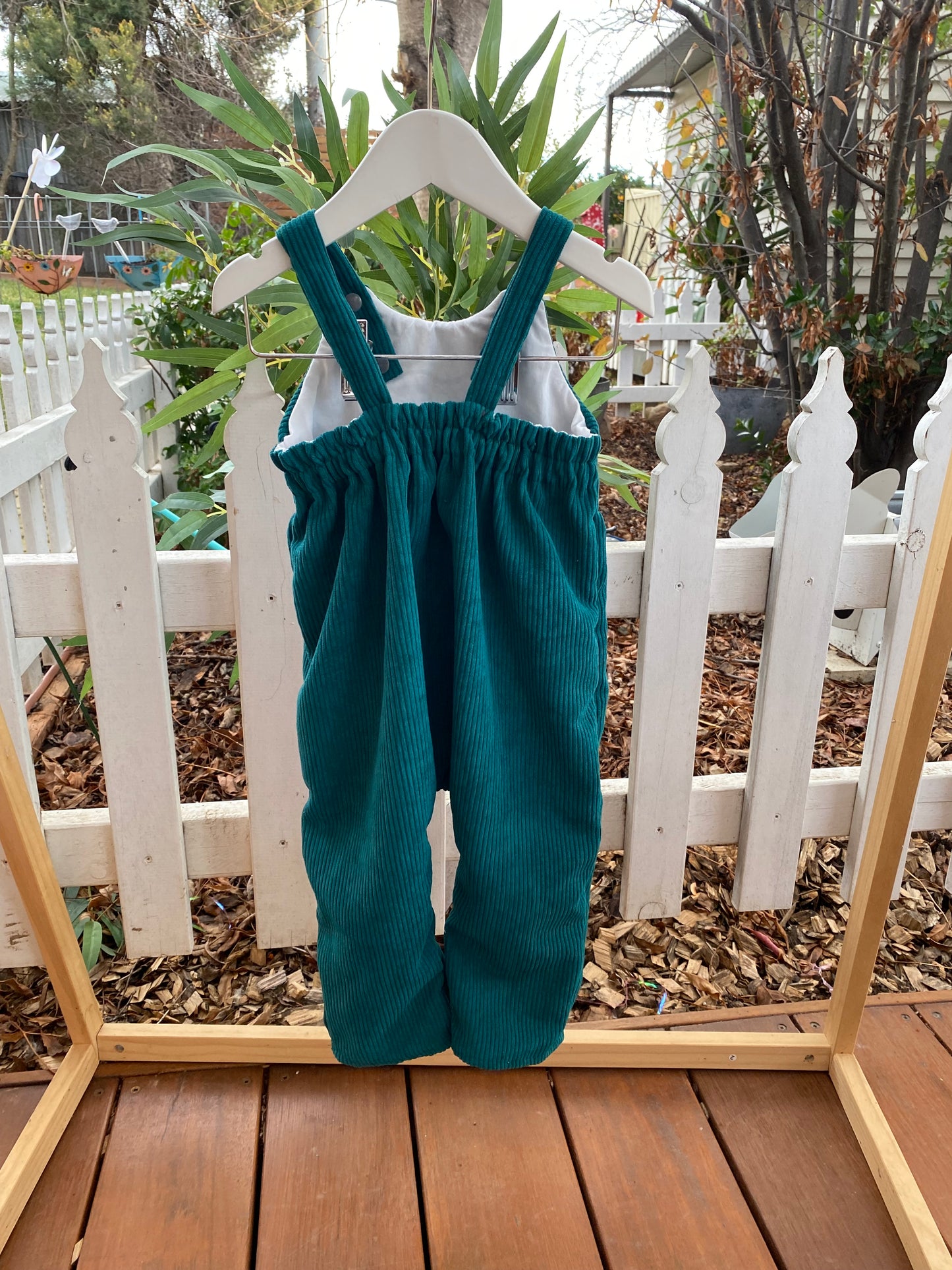 Corduroy Long Leg Romper Green - Size 1