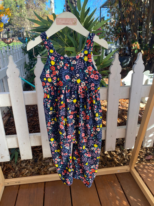 Jersey Long Leg Romper Navy Floral - Size 1