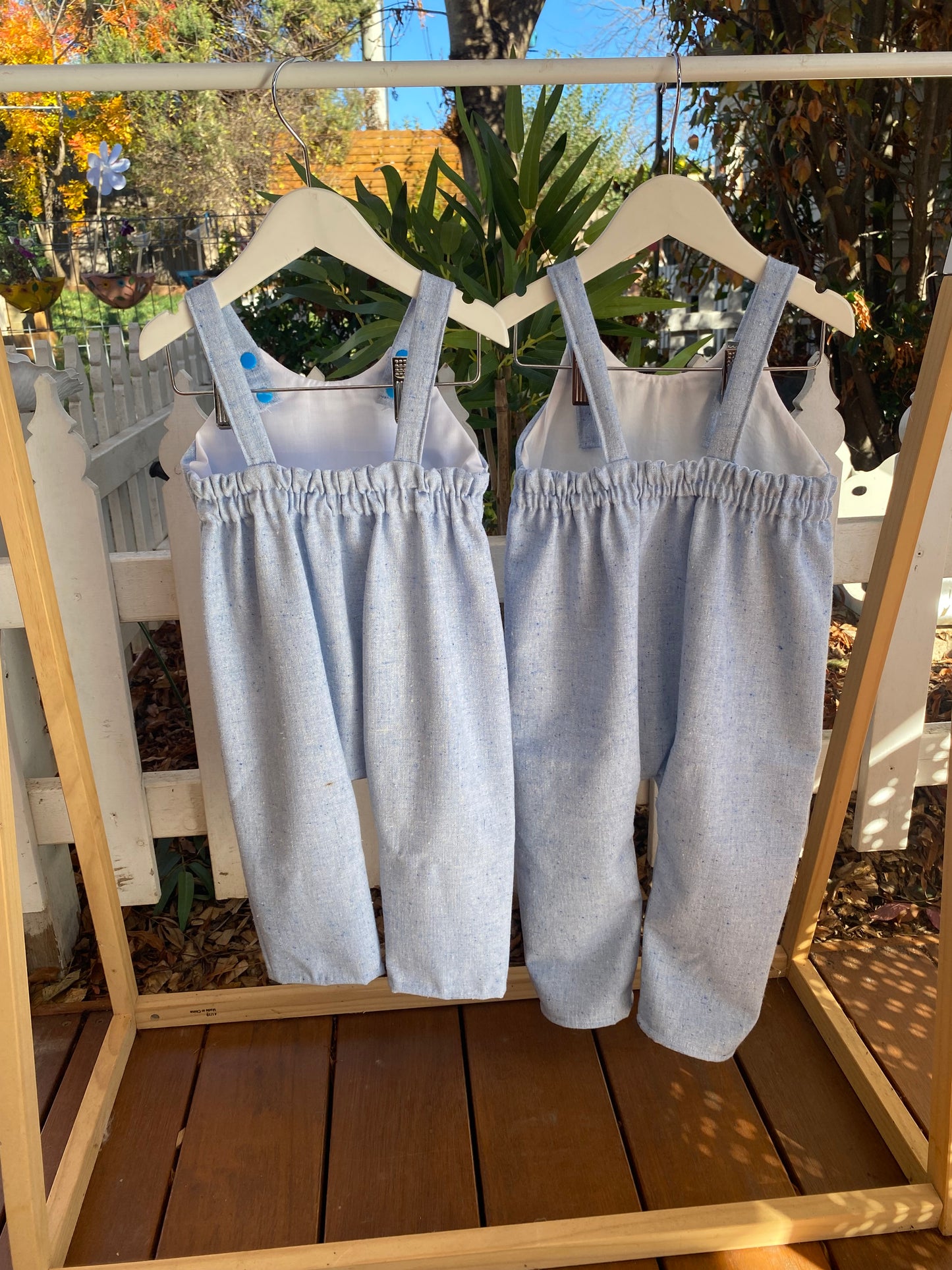 Denim Long Leg Romper - Light Denim