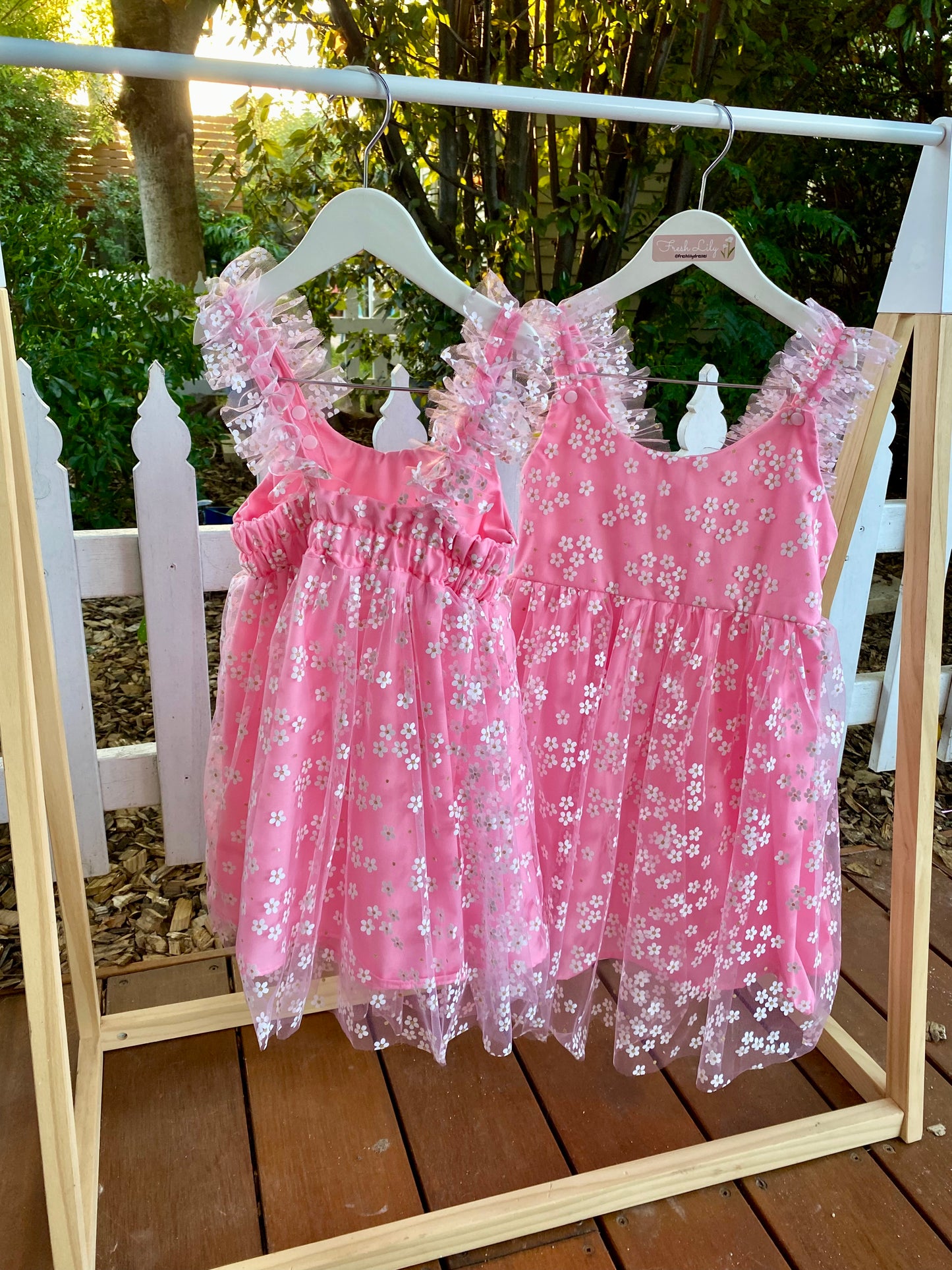 Flower Tulle Dress - Pink