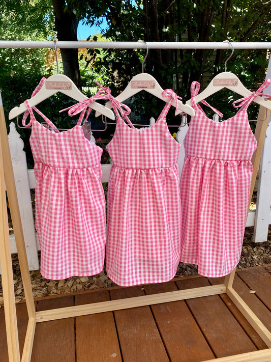 Little Girls Brodie Dress - Pink Gingham